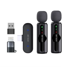 میکروفون یقه ای بی سیم دو کاربره گرین لاین مدل GM 76X رابط Type-C و Lightning و USB-A